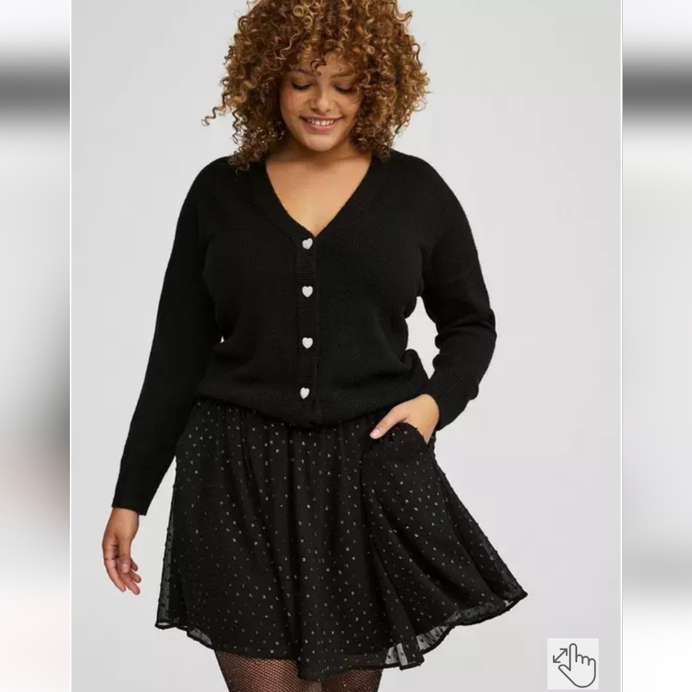 TORRID BLACK RAINBOW FOIL CIRCLE MINI SKIRT SIZE 1X 14 16